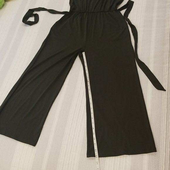 NWT H HALSTON Women's Scoop Neck Belted Jumpsuit In Deep Evergreen, size XS - Picture 10 of 13